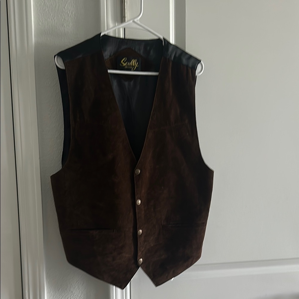 Brown Suede Vest with Black Accents